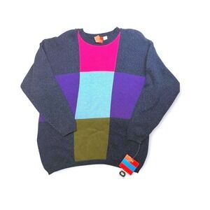 Vintage Liz & Co Colorblock Sweater Large‎ 80s 90s Made in Australia 100% Cotton